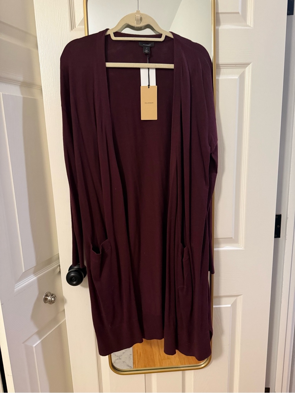 Halogen Open-Front Women’s Cardigan Sweater — Deep Burgundy